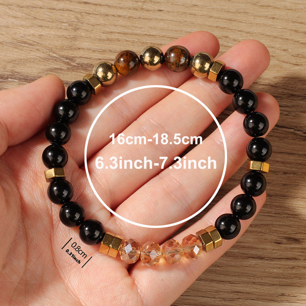 Vòng tay pha lê tự nhiên Pyrite Tiger Eye Stone Vòng tay nam