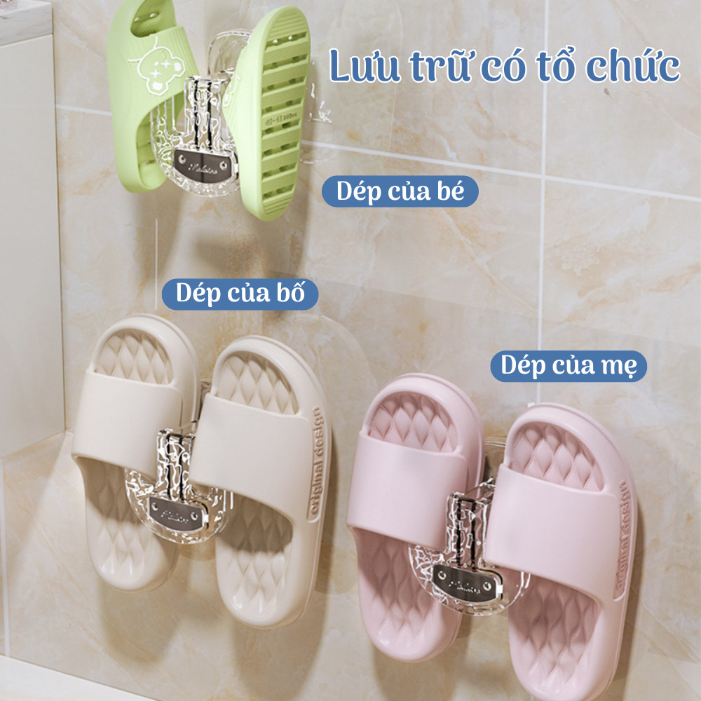 Móc Treo Dép Gắn Tường Hút Chân Không, Móc Treo Dép Dán Tường Trong Suốt Thiết Kế Nhỏ Gọn Tiện Lợi