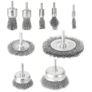 EDB * Bàn chải bánh xe dây khoan điện bằng thép Carbon 9pc Bộ mài loại bỏ sơn rỉ sét