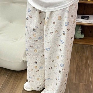 Quần Ngủ Nữ In Họa Tiết Hoạt Hình Dáng Dài Form Rộng Dễ Thương Mềm Mát