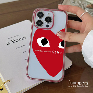 ibumpers Ốp Điện Thoại iPhone COMME des GARÇONS PLAY Ốp Điện Thoại Họa Tiết Trái Tim Đỏ Cho IPhone 11 12 13 14 15 16 Pro Max Ốp Lưng Acrylic Trong Suốt Viền Màu Tinh Khiết