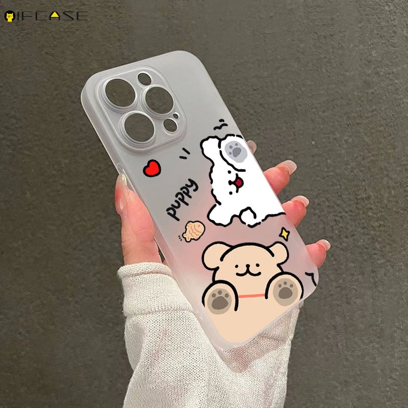 Dành Cho Xiaomi Poco X8 17 Pro Max Ultra Civi 5 Pro PocoX8ProMax Ốp Điện Thoại Màu Trắng Mờ Dây Chó Con Hoạt Hình Tình Yêu Mờ Trong Suốt Vỏ Mềm
