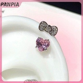 PANPIA-Cute Nơ Trái Tim Xương Tai Móng Tay Thời Trang Tinh Tế Bông Tai Dành Cho Nữ Cô Gái Ngọt Ngào Đa Năng Bông Tai Trang Sức Phụ Kiện Quà Tặng