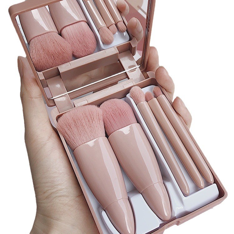 Bộ 5 Cọ Trang Điểm Có Hộp Gương - Cọ Phấn Phủ, Cọ Má Hồng Đa Năng - Chất Lượng Cao - Hot Trend 2025