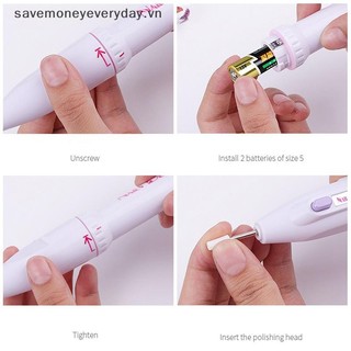 [savemoneyeveryday] Máy đánh bóng móng tay để loại bỏ da chết Máy đánh bóng móng tay Bút cầm tay Pin Máy đánh bóng điện [vn]