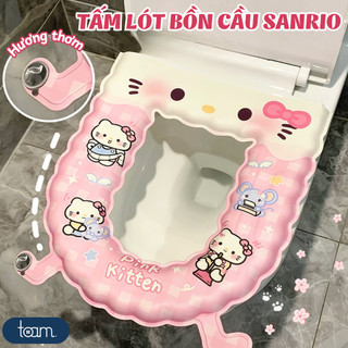 [NHIỀU MẪU] Tấm Lót Bồn Cầu Sanrio Silicon EVA Êm Ái Kèm Tinh Dầu Tỏa Hương Thơm Chống Thấm Bốn Mùa