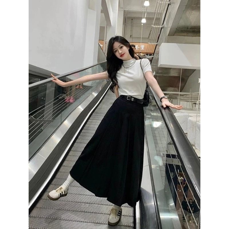 Chân váy dài xếp ly phong cách hàn quốc hot trend dáng dài ~90cm chất vải vitex cao cấp CV05B