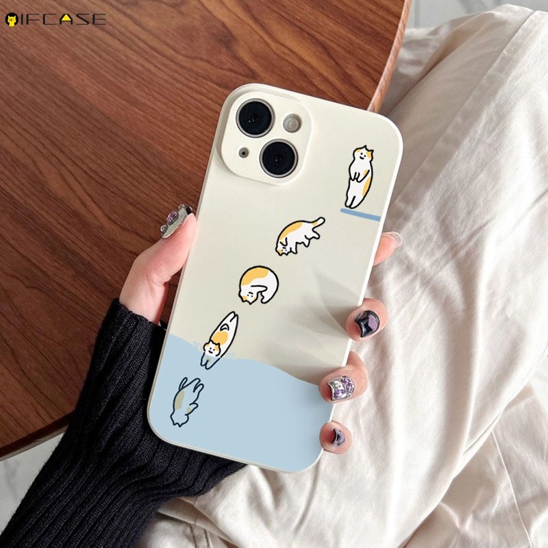 Dành Cho OPPO Reno 15 14 Find X8 A6 A5 Pro Max mini 15C 15F F C X8s Plus A5x F31 Reno15 Ốp Điện Thoại Ngộ nghĩnh Lặn Mèo Hoạt Hình Dễ Thương Đơn Giản Trắng Đen Mờ Vỏ Mềm
