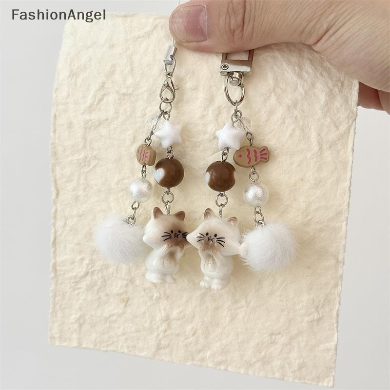 FashionAngel Dễ Thương Mèo Con Hạt Móc Khóa Mặt Dây Chuyền Ngôi Sao Cá Quyến Rũ Dây Xích Điện Thoại Cô Gái Đáng Yêu Ba Lô Túi Trang Trí Cặp Đôi Quà Tặng VN