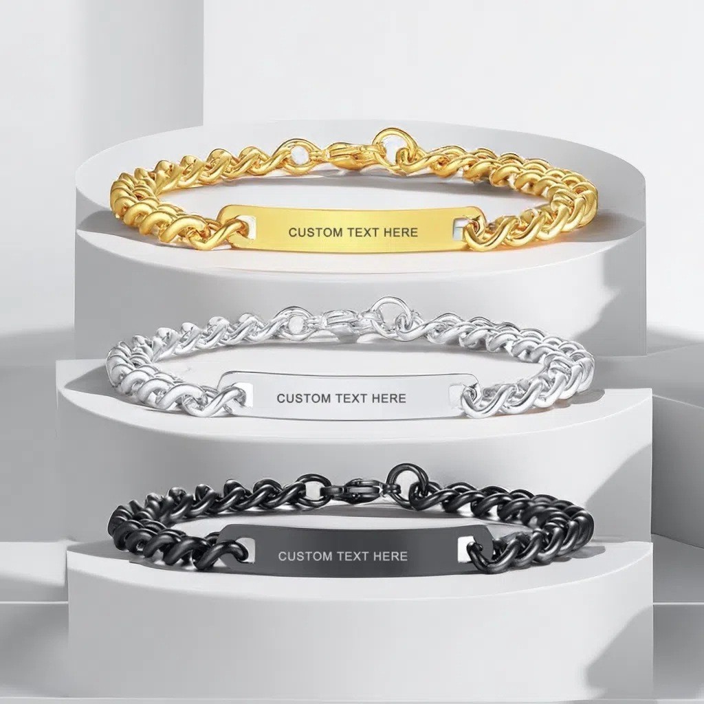 Vòng tay thép titan tự thiết kế - Khắc tên cá nhân hóa cho couple
