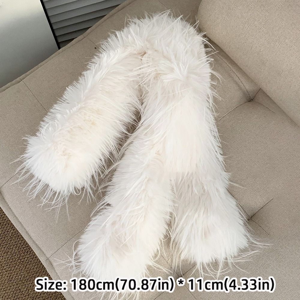 Khăn quàng cổ bé gái GETVOW Y2K, chất liệu lông chồn giả, dáng dài 180cm phong cách Hàn Quốc
