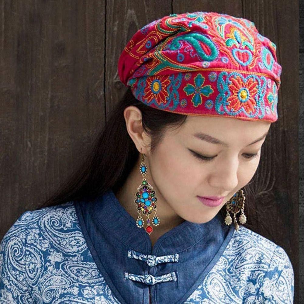 Mũ Turban FEDAOG, Phong Cách Mexico Dân Tộc Hoa Bandanas, Thời Trang Vintage Thêu Thoáng Khí Mũ Beanie Dành Cho Nữ