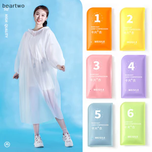 < Beartwo > Áo mưa dày di động Du lịch ngoài trời Áo mưa chống nước cho nữ và nam giới Cắm trại dùng một lần Vỏ mưa Đồ dùng du lịch Đẹp