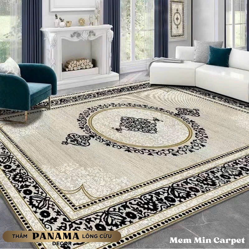 Thảm Panama Lông Cừu Cao Cấp 2mx3m-MemMinbedding Luxury Họa tiết sang chảnh, làm cho căn nhà thêm trang trọng, lịch sự