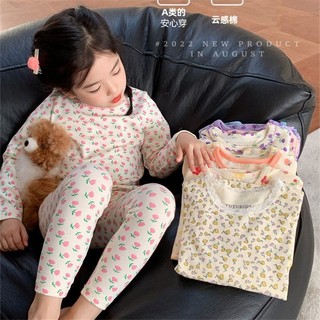 (1-8Y) Đức Nhung Trẻ Em Homewear Thời Trang Bé Gái Dễ Thương Thu Đông Phong Cách Mới Bộ Đồ Ngủ Trẻ Em Bộ Đồ Ngủ Ấm Áp Bộ Hai Mảnh