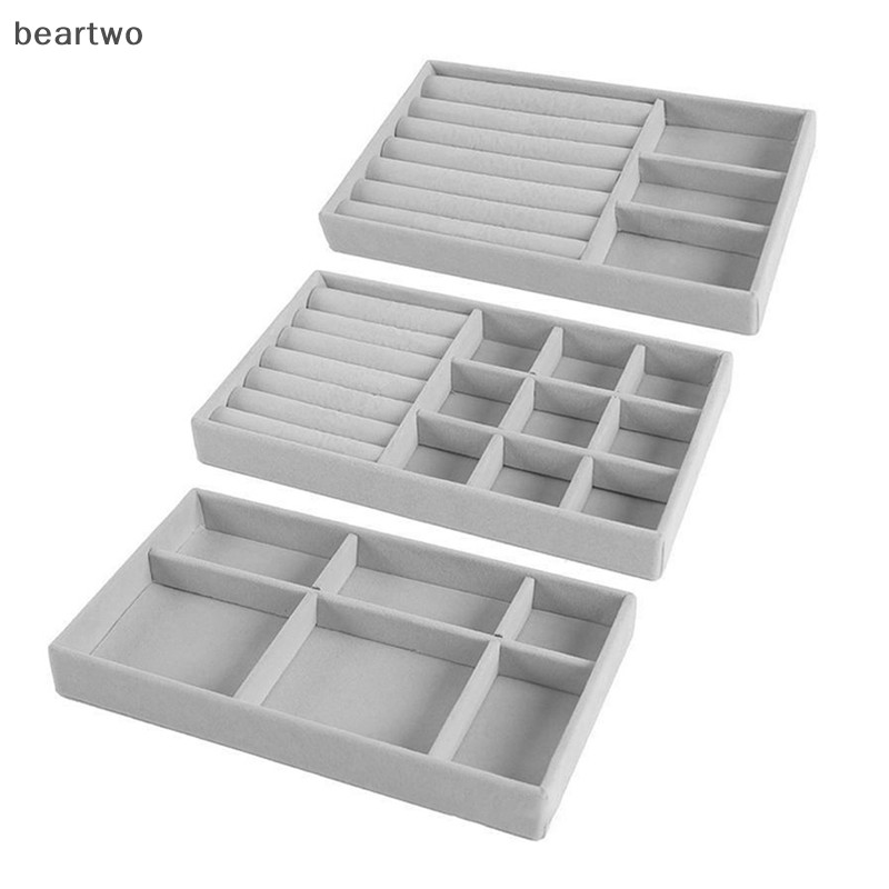 < Beartwo > Hộp đựng khay trưng bày trang sức nhung Bán hàng hấp dẫn Giá đỡ trang sức tinh tế có thể xếp chồng lên nhau Đẹp