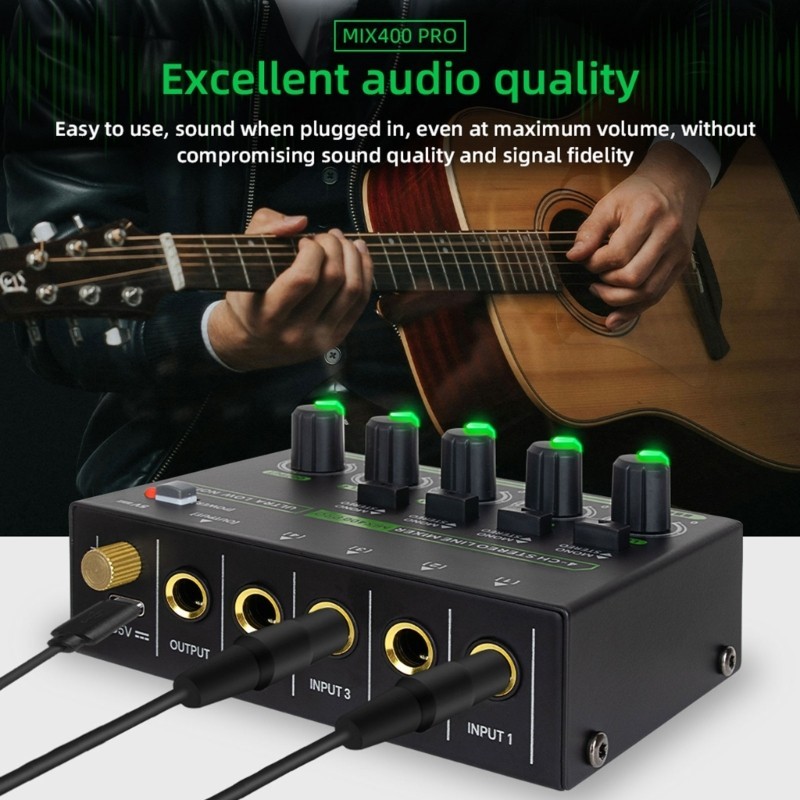 R * 4 Kênh Độ ồn thấp Stereo Line Mixer LED Bộ trộn âm thanh chuyên ...