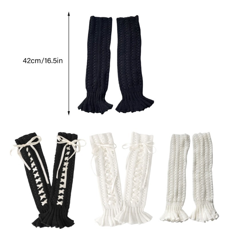Elega Nữ Thanh Lịch Rỗng Dệt Kim Giữ Ấm Chân Dễ Thương Nơ Tất Không Chân Ruffle Chân Bao