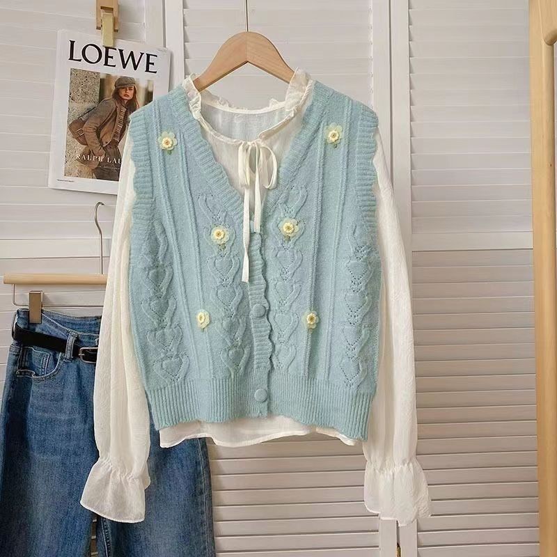 Áo Vest Nữ Thêu Hoa Dệt Kim Mới Rời Phong Cách Phương Tây Không Tay Xu Hướng
