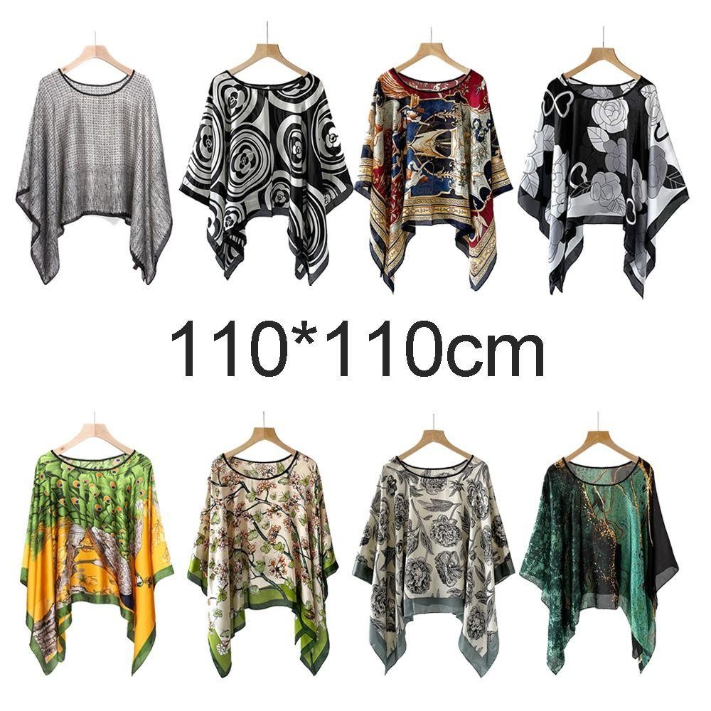 Khăn Chui Đầu JKDESIGN, Khăn Lụa In 110x110cm, Thời Trang Nữ Thương Hiệu Sang Trọng Designe Khăn Tay Lớn