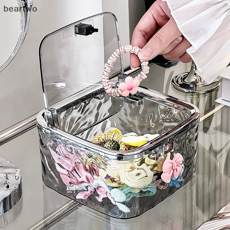 < Beartwo > Hộp đựng phụ kiện tóc Hộp đựng dây buộc tóc trong suốt cho nơ Cotton sắp xếp đẹp