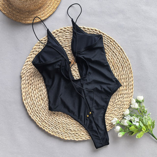 Đồ bơi nữ màu đen One Piece Tiger Metal Hollow Out Bikini Bộ đồ tắm