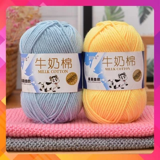 [ HCM] Len Milk Bò 50gr (Màu 01 - 50) - Cuộn len milk bò 50gram mềm mịn, móc áo len, nón len đẹp