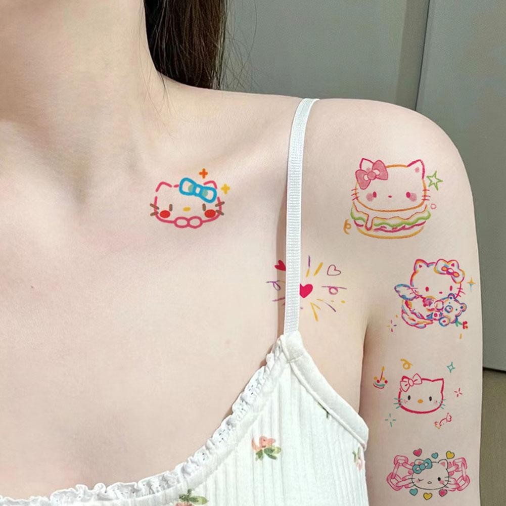 Hình Xăm Hoạt Hình Dán Kawaii Sanrio Hello Kitty Hình Xăm Chống Thấm Nước L6z7