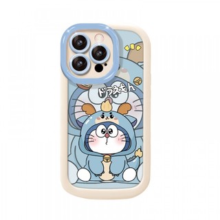 Ốp điện thoại Doremon hình rồng nhỏ dễ thương cho iPhone 16 / 15 / 14 / 13 / 12 / X / 7 / 11 / Plus / pro Max Vỏ bảo vệ phồng mờ mềm bền chống rơi