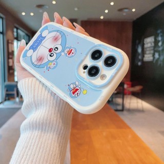 Ốp điện thoại Doremon đơn giản và phong cách cho iPhone 16 / 15 / 14 / 13 / 12 / X / 7 / 11 / Plus / pro Max Vỏ bảo vệ phồng mờ mềm bền chống rơi