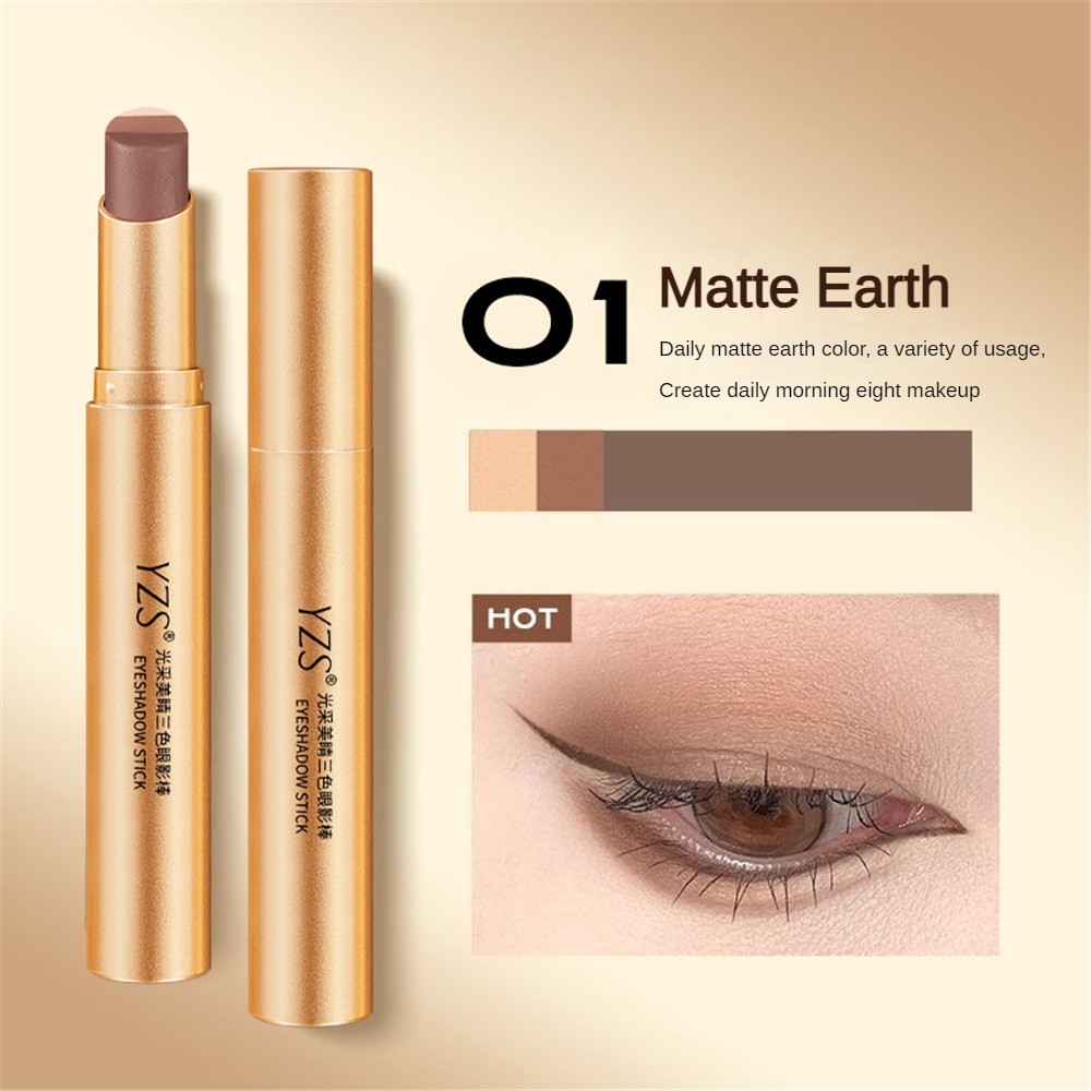 Ảnh Bút Kẻ Mắt Dạng Thỏi Yzs 3 Màu Lì Dạng Nhũ Ngọc Trai, Lâu Trôi, Chống Nước, Dụng Cụ Trang điểm Mắt *THỦY TINH 2