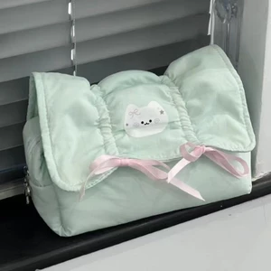 Xiaohongshu Cùng Phong Cách Ngôi Sao Mèo Nơ Văn Phòng Phẩm Giá Trị Cao Lưu Trữ Hộp Đựng Bút Chì Dung Tích Lớn Đa Năng Túi Bảo Quản