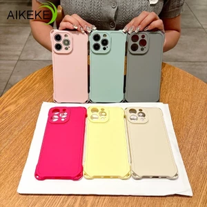 Tương Thích Cho iPhone 16 15 14 Plus iPhone 16 15 14 13 Pro Max 16Pro 15Pro 14Pro Ốp lưng Mờ Mờ Đơn Giản Mềm Silicon Ốp Lưng Có Túi Khí Có Dây Buộc Lỗ