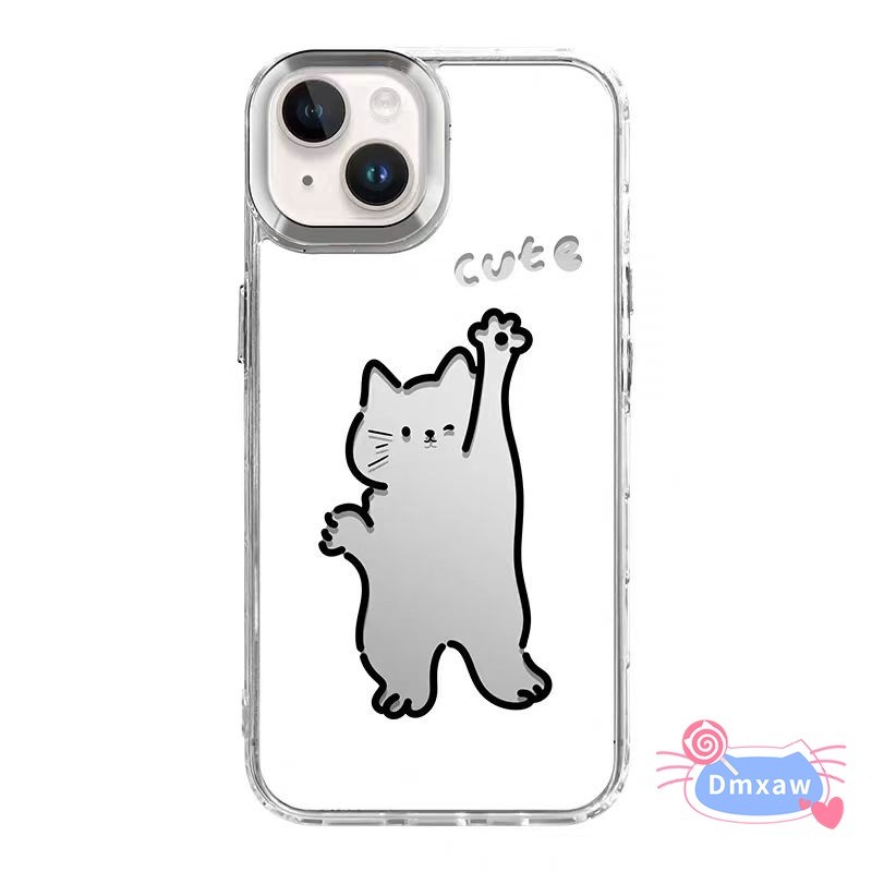 Ốp Điện Thoại Trong Suốt Gương Mèo Dễ Thương Cho Samsung Galaxy S25 Edge F06 M06 M33 M30S M21 M31 M21S A06 A42 5G Note 10 Lite 10 Plus Vỏ Mềm Mạ Khung Ống Kính