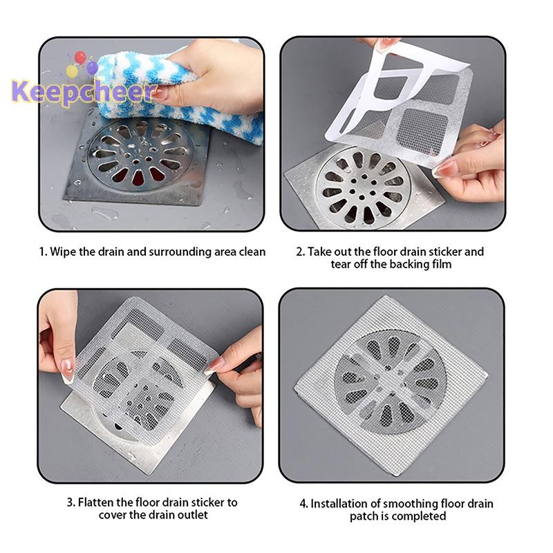 [Keepcheer] 1 / 10 Cái Miếng Dán Thoát Nước Sàn Dùng Một Lần Tắm Thoát Nước Tóc Bắt Nắp Bồn Rửa Lọc Tóc Lọc Lưới Lọc Miếng Dán [Mới]
