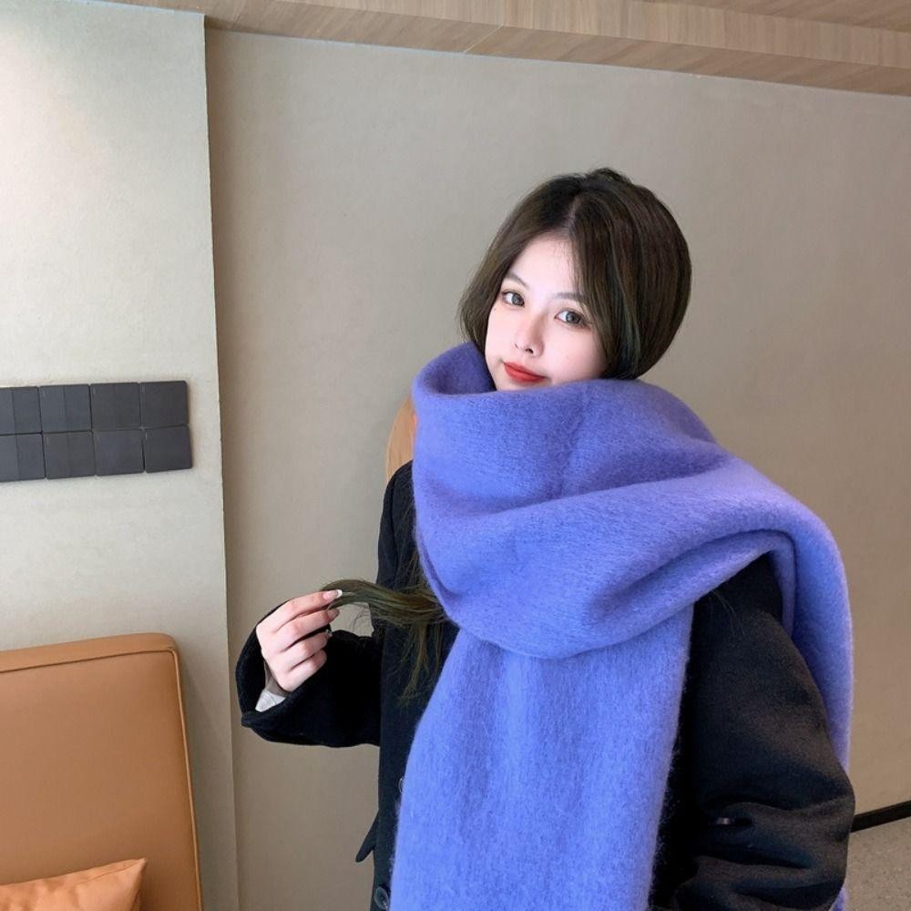 Khăn choàng Cashmere mùa đông EBINLANDS, Khăn quàng cổ dài Mohair ấm áp, Khăn choàng mềm màu trơn dày thời trang quấn nữ