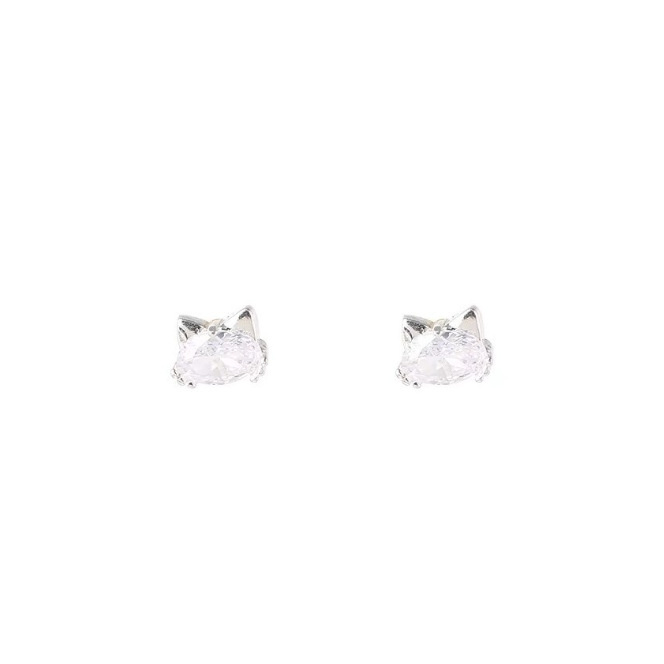 Bông tai mèo bạc S925 thời trang Zircon đơn giản Ngọt ngào nhỏ phù hợp
