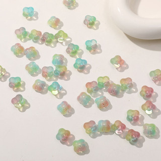 Nhỏ Tươi Bán Trong Suốt Màu Gradient Bốn Lá Cỏ Ba Lá Osmanthus Thủy Tinh Hoa Nhỏ Rời Hạt Đính Hạt Tự Làm Vòng Tay Nữ
