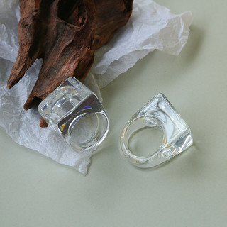 Flat Ring Phiên bản Hàn Quốc trong suốt trắng, đơn giản, thoáng mát cho nam nữ - Cặp nhẫn trang sức bán buôn