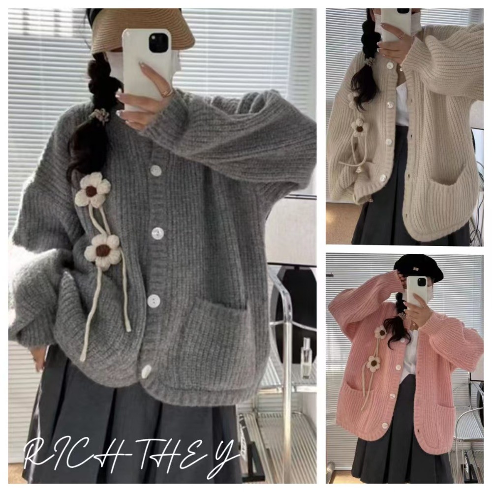 RICH-THEY Áo Len Dày Của Phụ Nữ Mùa Thu Và Mùa Đông Thời Trang Mới Lỏng ...