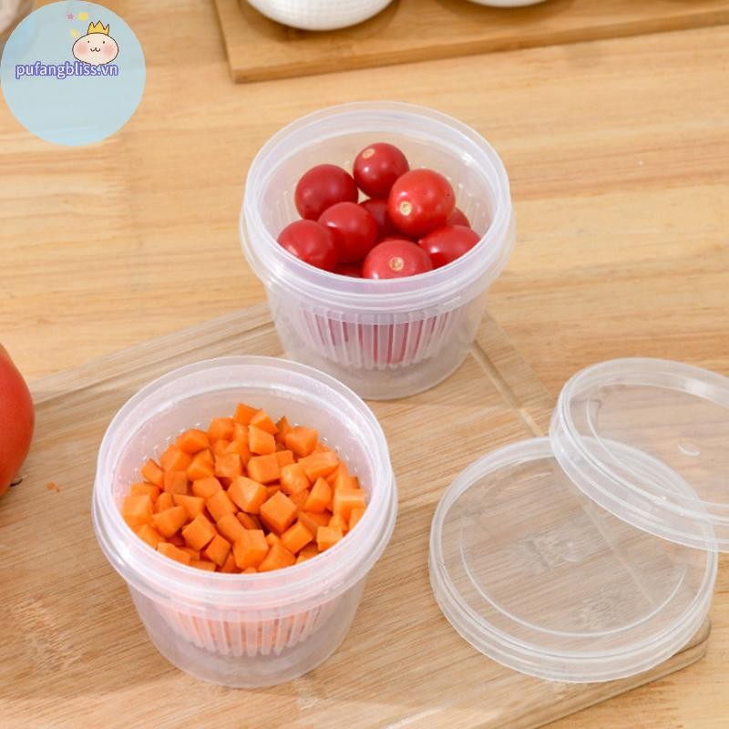 Pufangbliss Tươi Giữ Hộp Hành Gừng Tỏi Nhà Bếp Rau Nhựa Tủ Lạnh Bảo Quản Kín Vỏ Hộp Thoát Nước VN