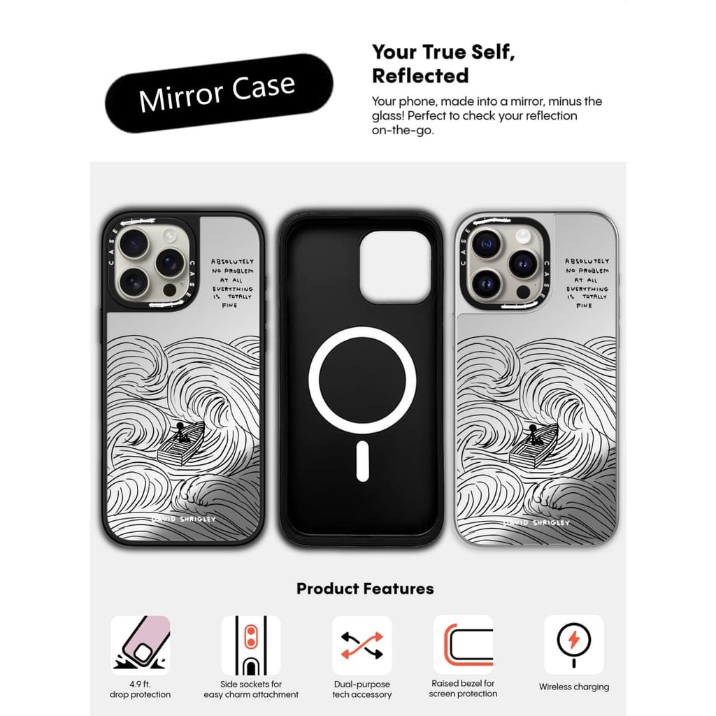 CASECASE X HẤP DẪN KHÔNG CÓ VẤN ĐỀ Ốp lưng iPhone gương đen & bạc hút từ tính IPhone 16 15 14 13 12 Pro Max Plus Ốp lưng cứng có hộp khắc logo