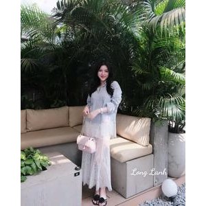 Set ren 3 chi tiết áo sơ mi chân váy ren và áo bra cao cấp dành cho nữ mặc đi chơi du lịch biển xinh - LL