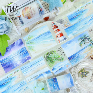 JIANWU 70mm * 200cm Sương Cát Biển Chọn Series Vintage Biển Bãi Biển Phong Cảnh Chất Liệu Cắt Băng PET Tạp Chí Sáng Tạo Văn Phòng Phẩm