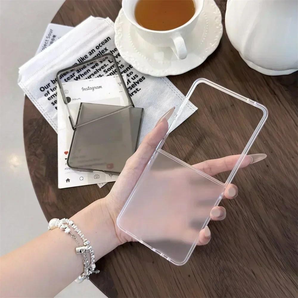 Ốp Điện Thoại Chà Nhám Trong Suốt Cho Samsung Galaxy Z Flip 7 6 5 4 3 Flip7 Flip6 Flip5 Flip4 Flip3 5G Vỏ Bảo Vệ Chống Sốc