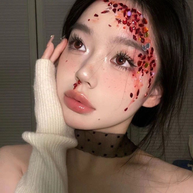 2 / 4 Cái - Miếng Dán Mặt Kim Cương Người Ngoài Hành Tinh Dark Spider - Miếng Dán Trang Phục Tự Dính Tiệc - Nhãn Dán Series Halloween - Đề Can Hình Xăm Giả Cosplay
