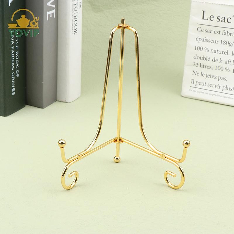 YOVIP Vàng Sắt Trưng Bày Đứng Thủ Công Giá Đỡ Sách Ảnh Bệ Bát Đĩa Khung Đĩa Hình Giá Rẻ Lưu Trữ Trang Trí VN