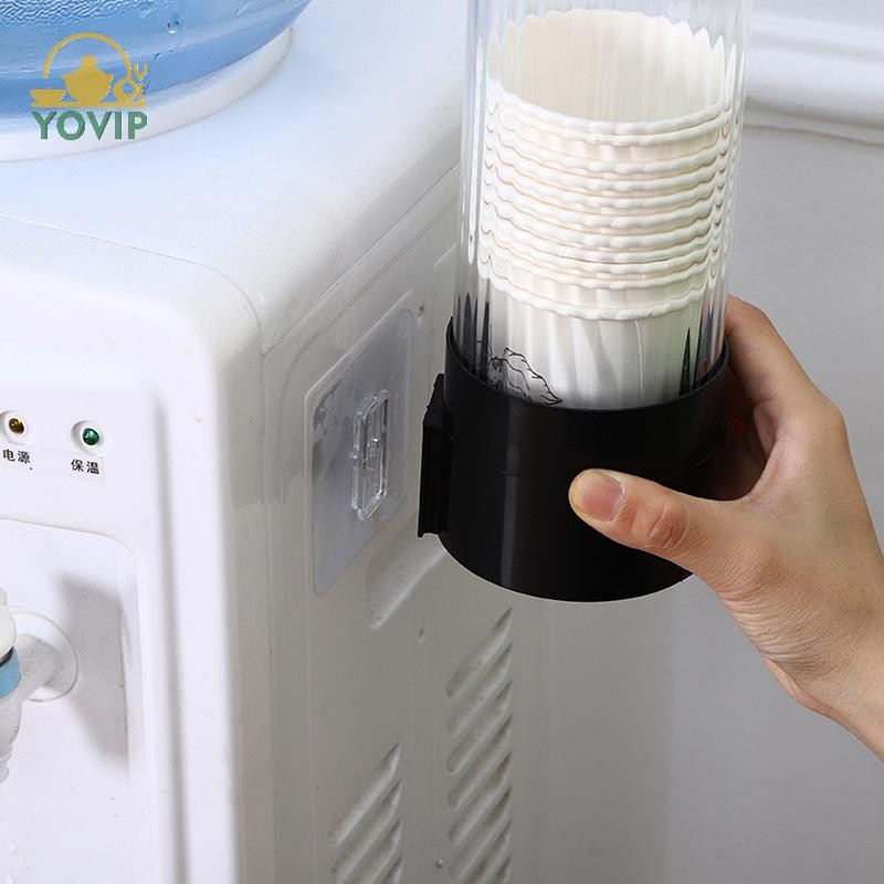 YOVIP Giá để cốc treo tường tự động cho máy nước, hộp đựng cốc giấy dùng một lần bằng nhựa