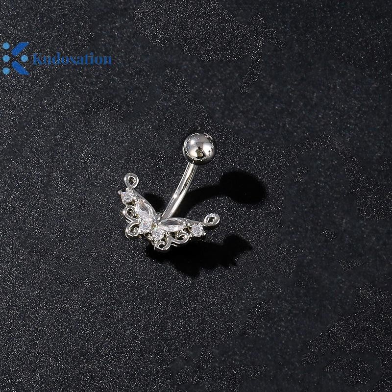 Kudosation Thép Không Gỉ Hoa Bụng Nút Nhẫn Rốn Xuyên Cho Nữ Cô Gái Gợi Cảm Bụng Xuyên Nhẫn Cơ Thể Trang Sức