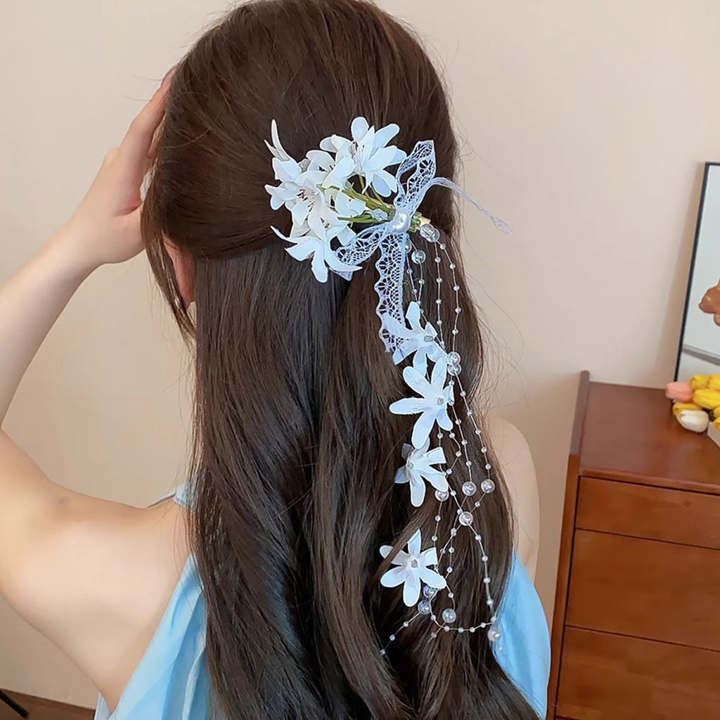 Kẹp tóc tua rua hoa thời trang dành cho nữ Quà tặng ngày lễ